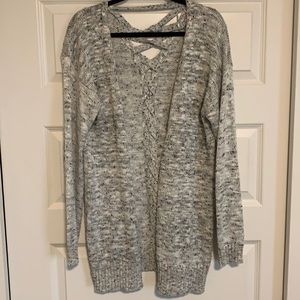 Grey knitted cardigan sweater
